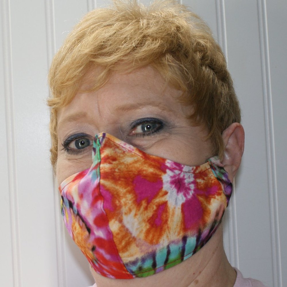 HAND CRAFTED Face Mask Starburst Boho Tie Dye Adult Cloth Fabric Print - Shield